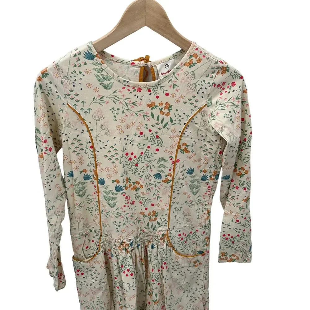 Hanna Andersson Floral Long Sleeve Cotton Princess Seam Dress // 150 or US 12